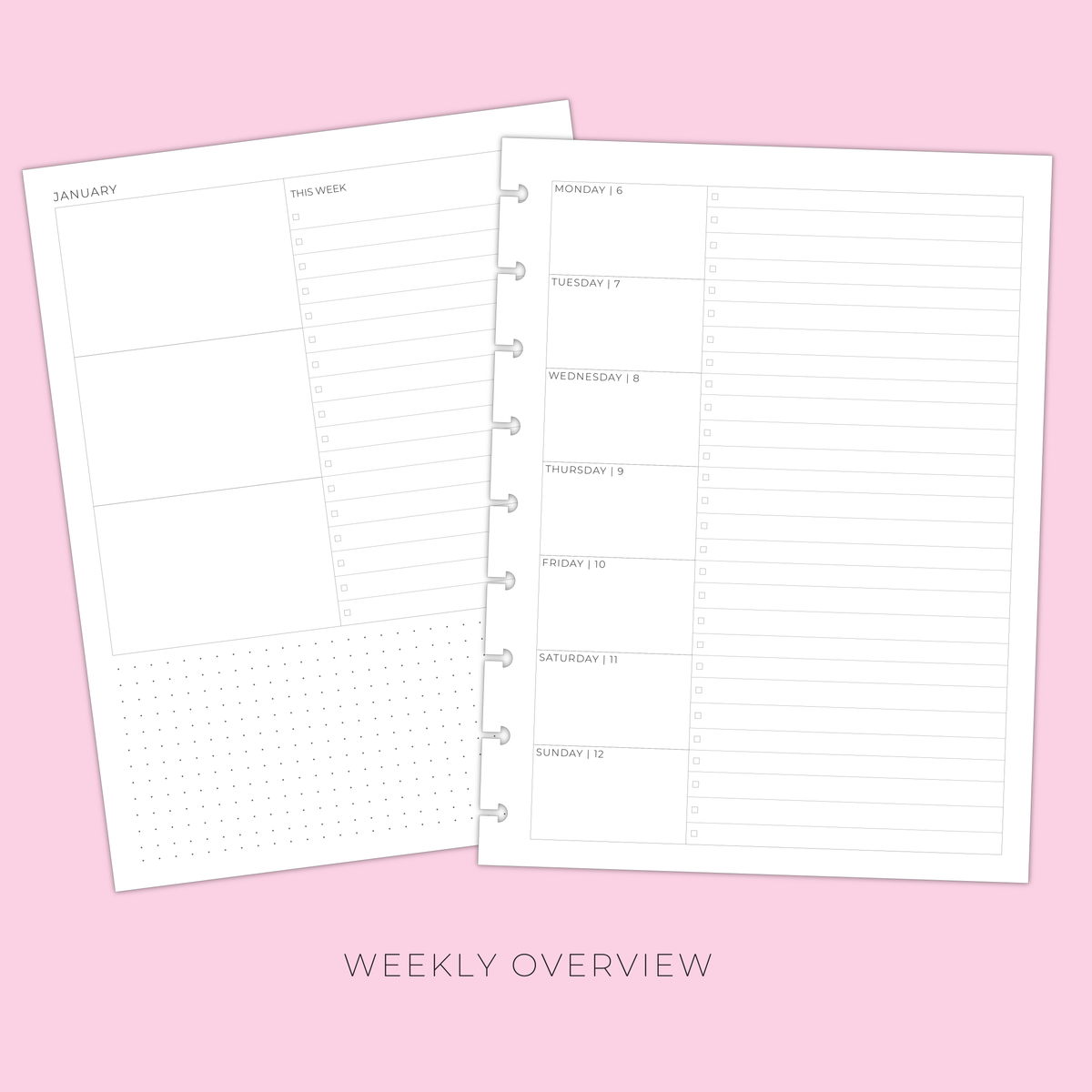 2025 CLASSIC WEEKLY OVERVIEW PLANNER INSERTS 12 Months Live Love Posh