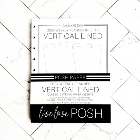 2024 VERTICAL LINED PLANNER INSERTS - 12 Months