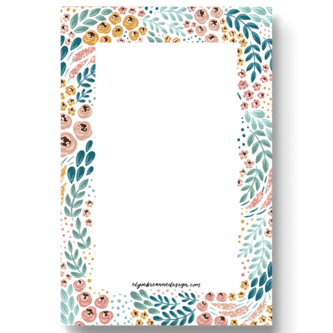 WHITE FLORAL NOTEPAD