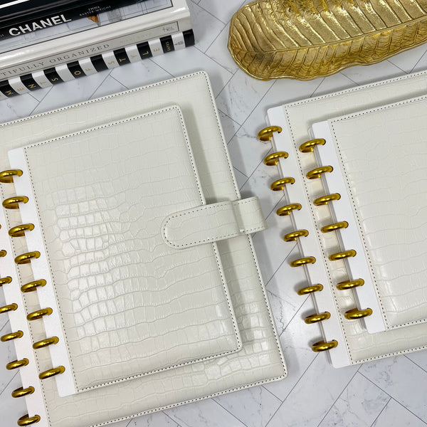 LUXE CROCO PLANNER COVER SET- SIMPLY WHITE