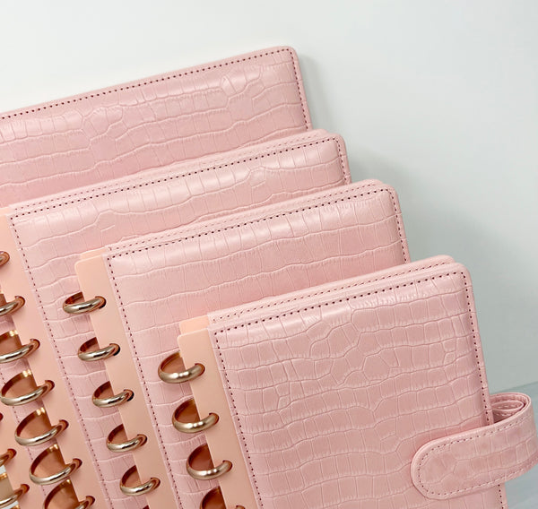 LUXE CROCO PLANNER COVER SET- PINK PEONY