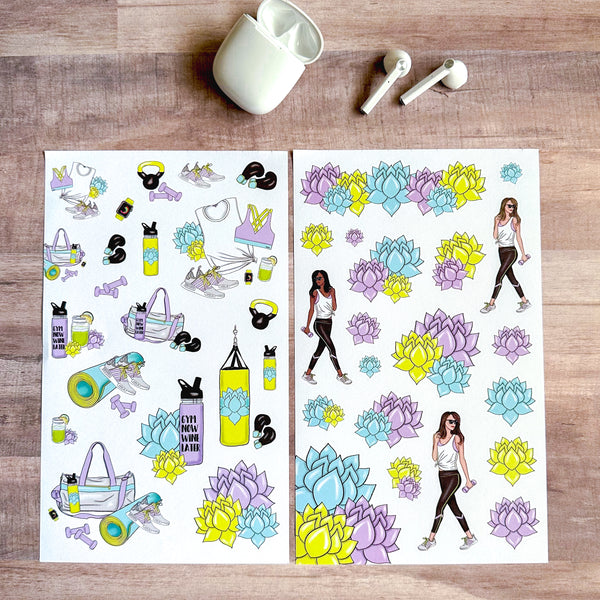 FLORAL FITNESS STICKER BOOK