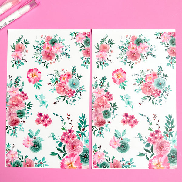 PINK BLOOMS FUNCTIONALLY CHIC STICKER BOOK
