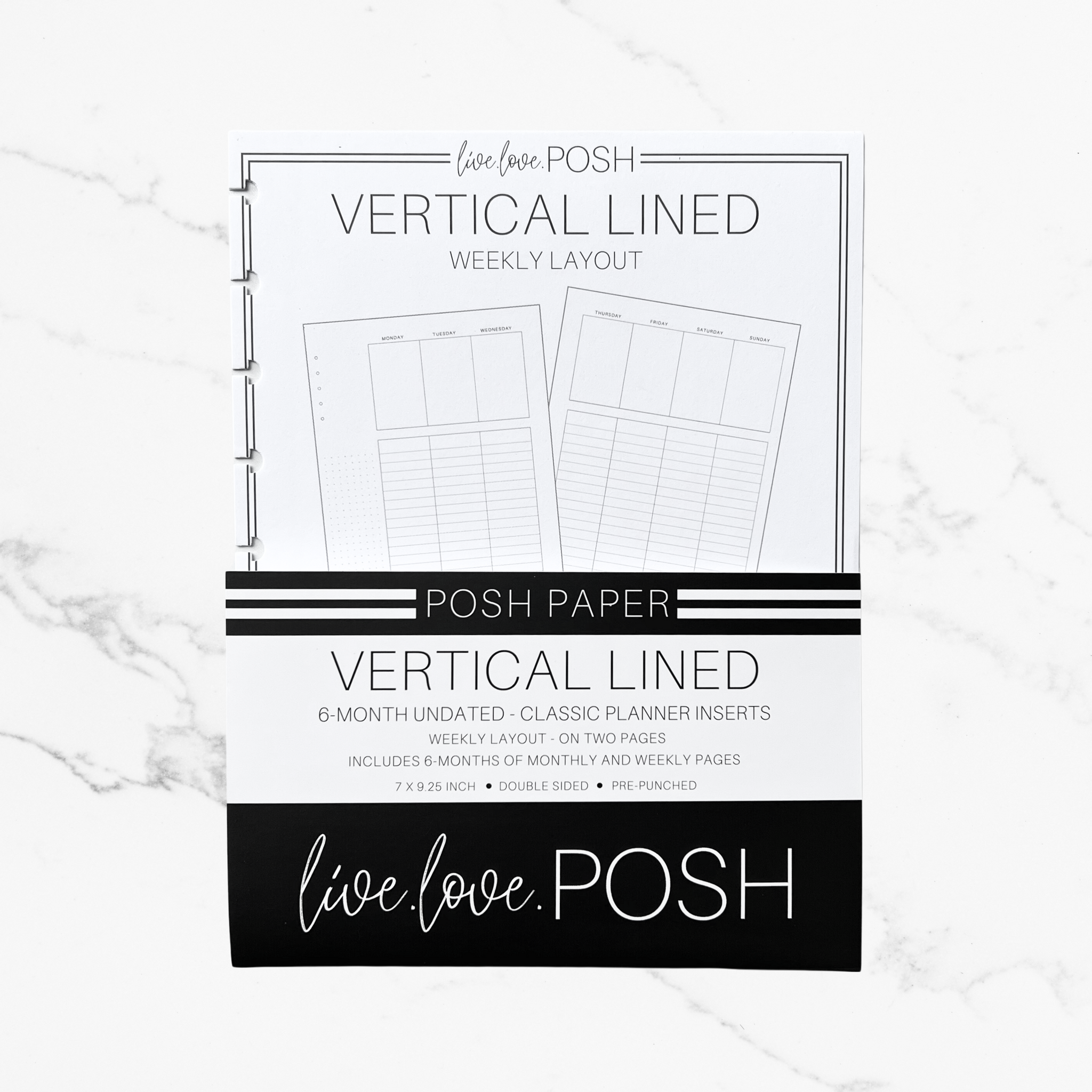 VERTICAL LINED PLANNER INSERTS - 6 Months