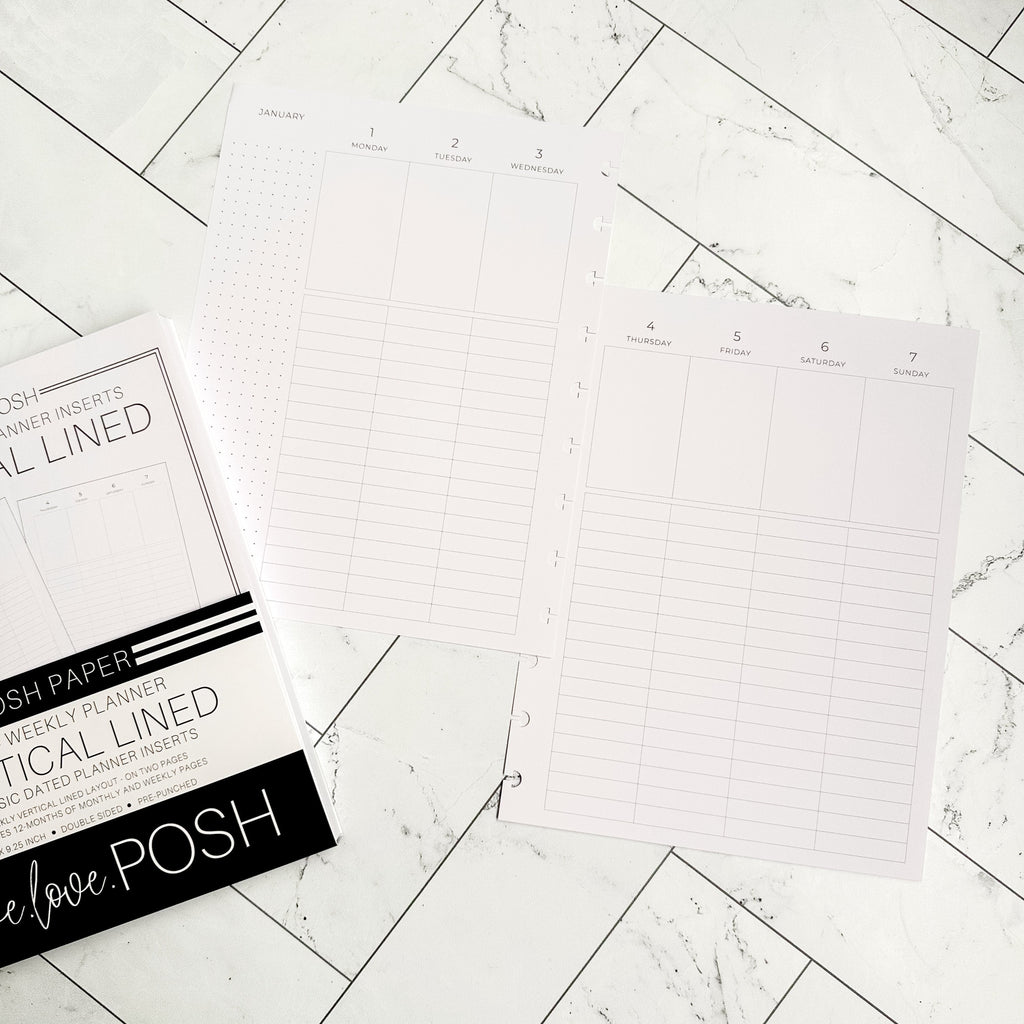 2024 VERTICAL LINED PLANNER INSERTS 12 Months Live Love Posh