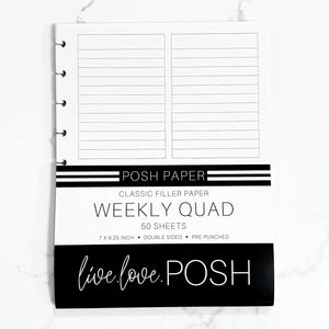 WEEKLY QUAD FILLER PAPER