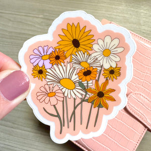 GROOVY WILDFLOWERS VINYL STICKER (CLEAR)