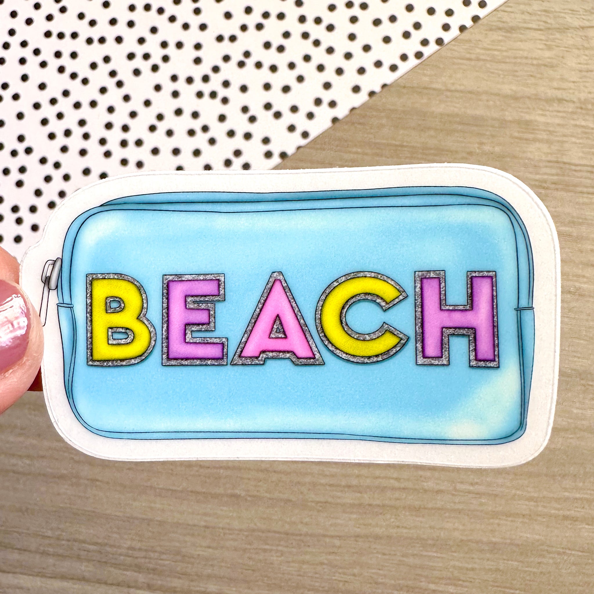 BEACH POUCH VINYL STICKER (CLEAR)