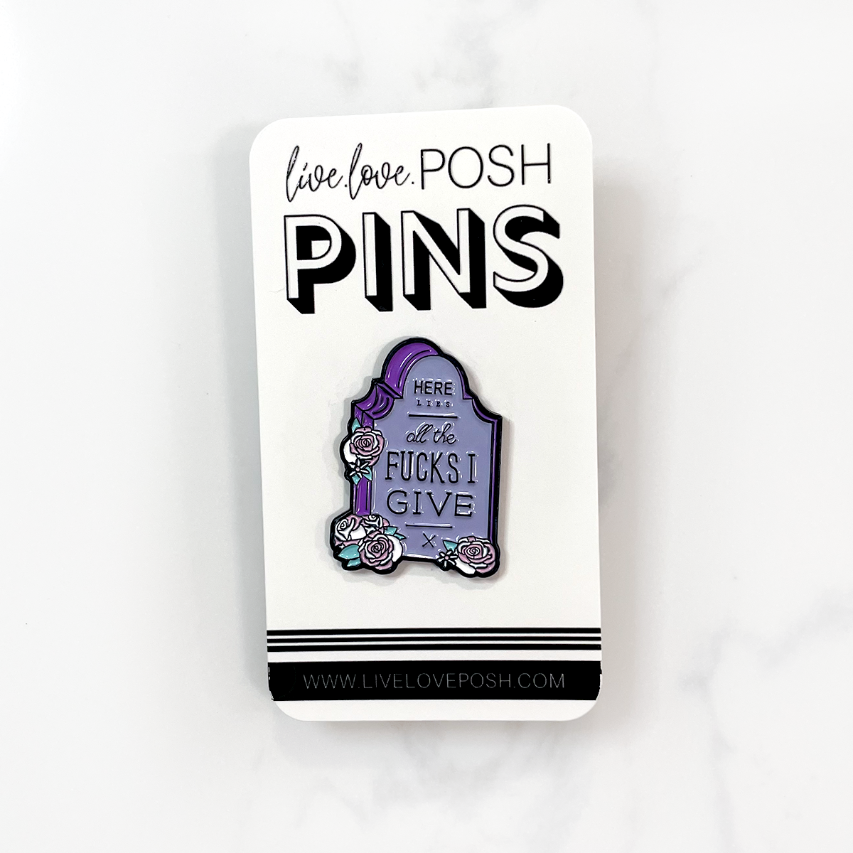 HERE LIES ALL THE F*CKS ENAMEL PIN