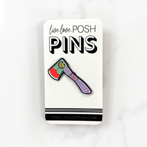 LET'S BURY THE HATCHET ENAMEL PIN