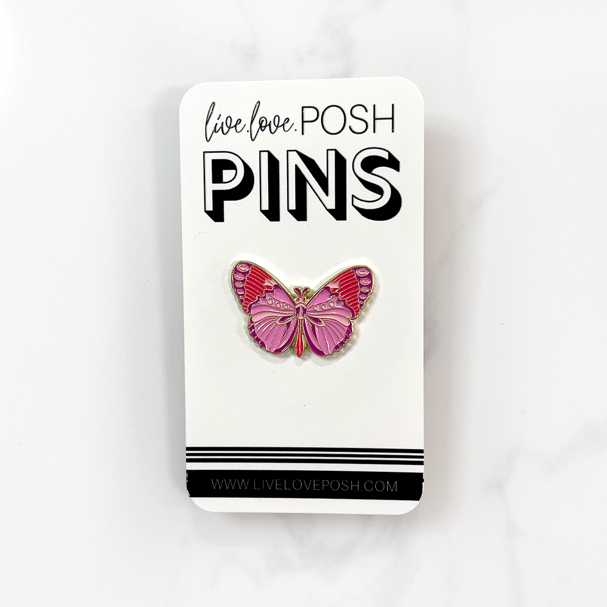 PINK BUTTERFLY ENAMEL PIN