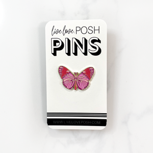 PINK BUTTERFLY ENAMEL PIN