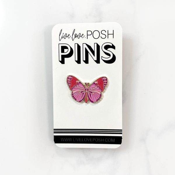 PINK BUTTERFLY ENAMEL PIN