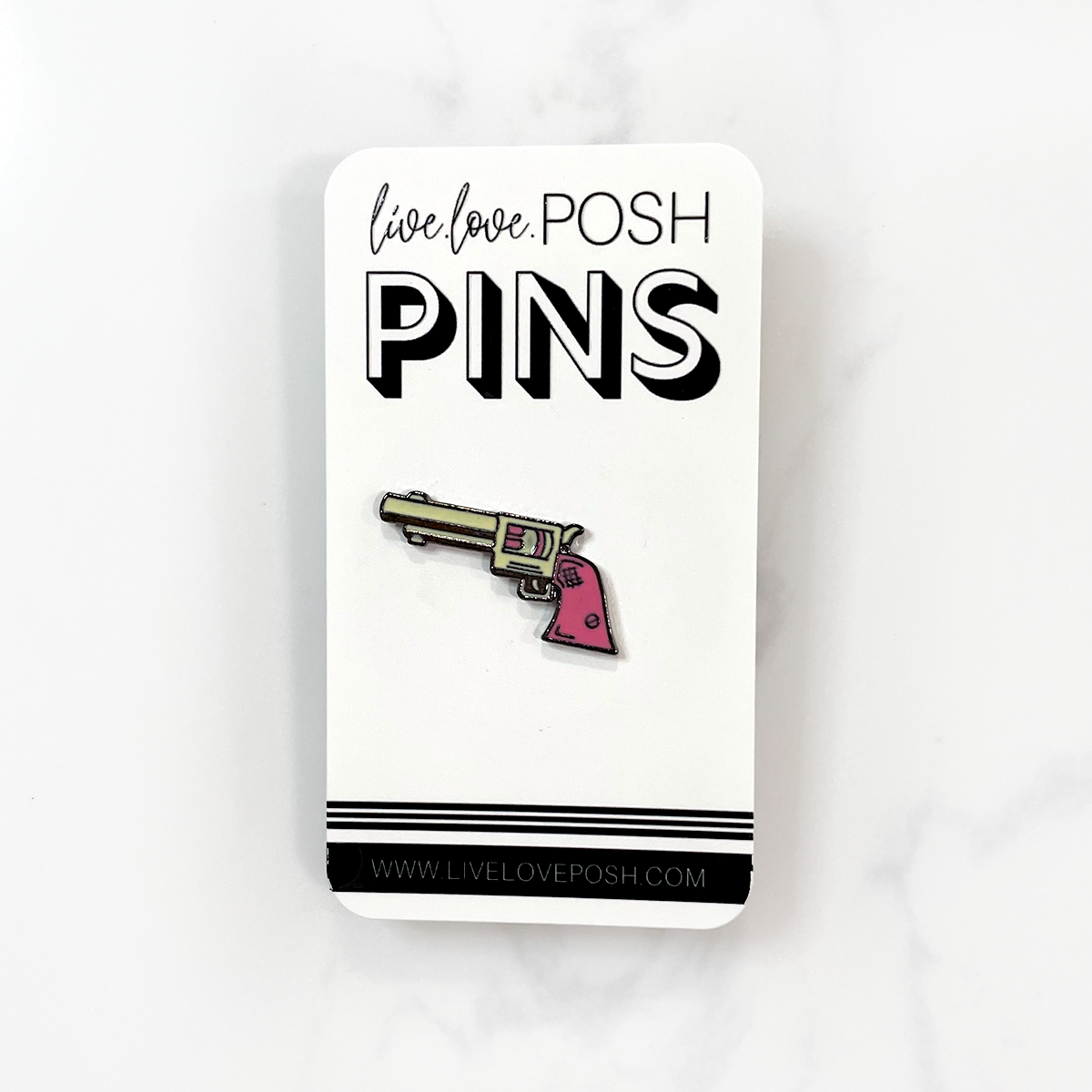 PINK REVOLVER ENAMEL PIN