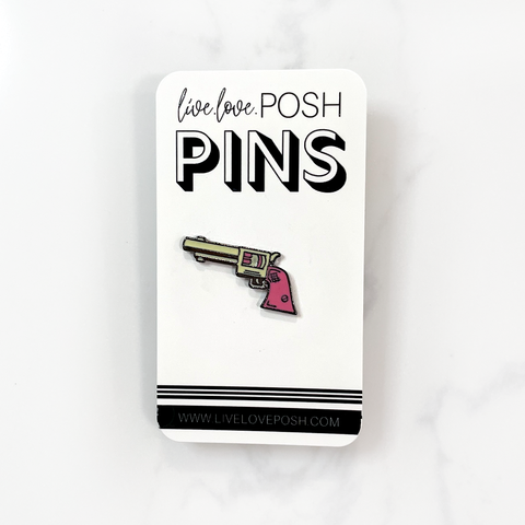 PINK REVOLVER ENAMEL PIN
