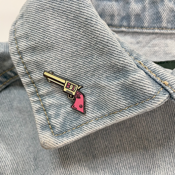 PINK REVOLVER ENAMEL PIN