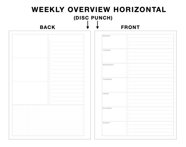 WEEKLY OVERVIEW PLANNER INSERTS - 6 Months