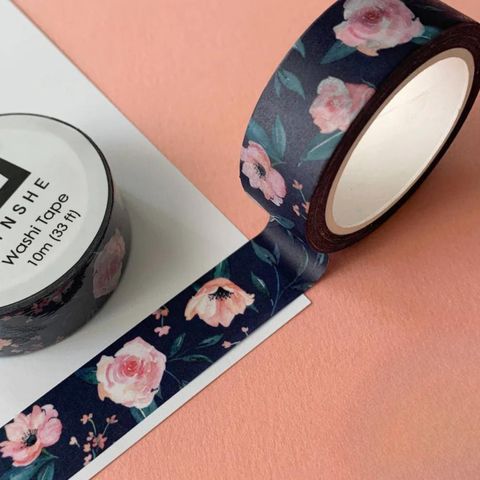 NAVY FLORAL WASHI TAPE