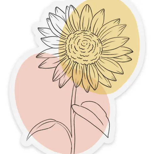 ABSTRACT SUNFLOWER DIE CUT STICKER (CLEAR)