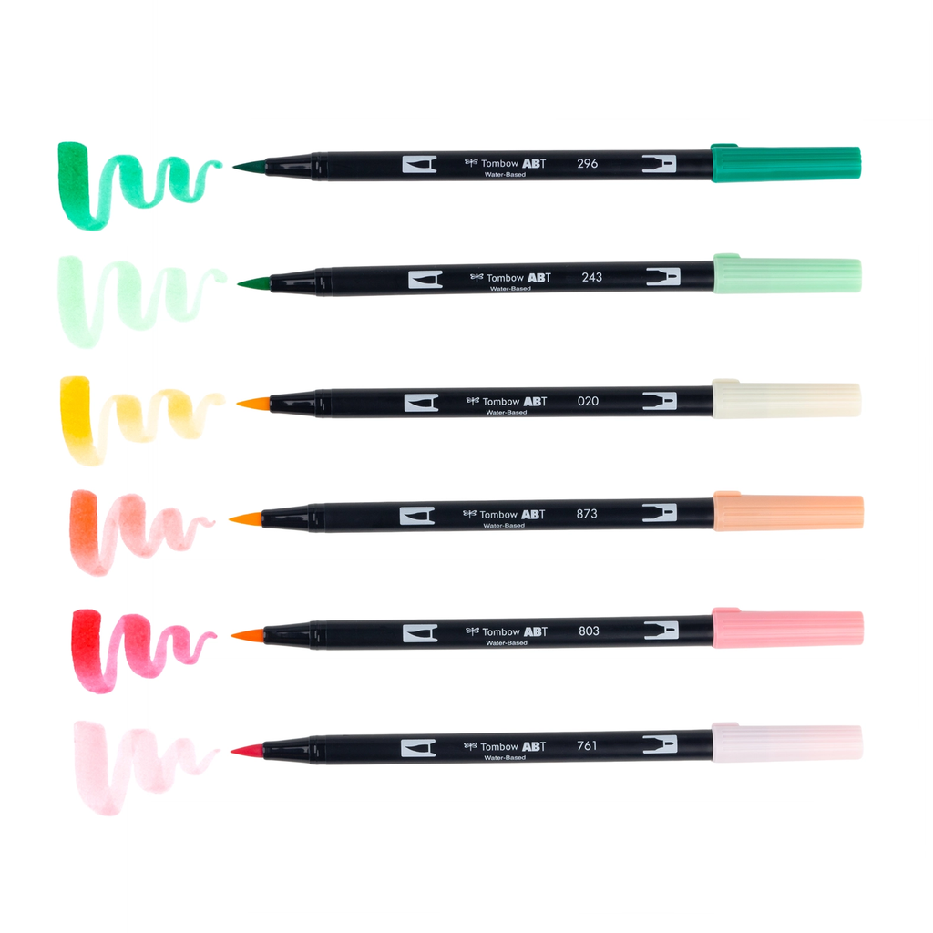 Dual Brush Pen Art Markers, Pastel, 6-Pack