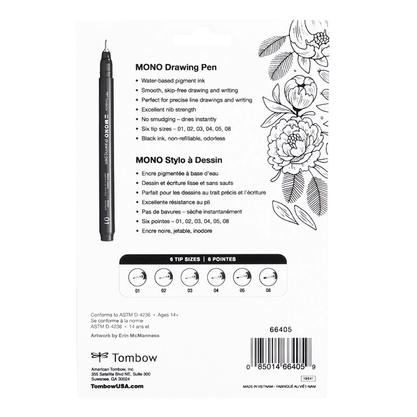 TOMBOW MONO DRAWING PENS (Set of 6)