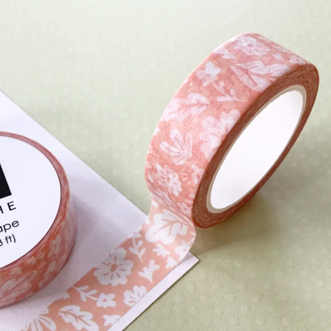 PEACH FLORAL WASHI TAPE