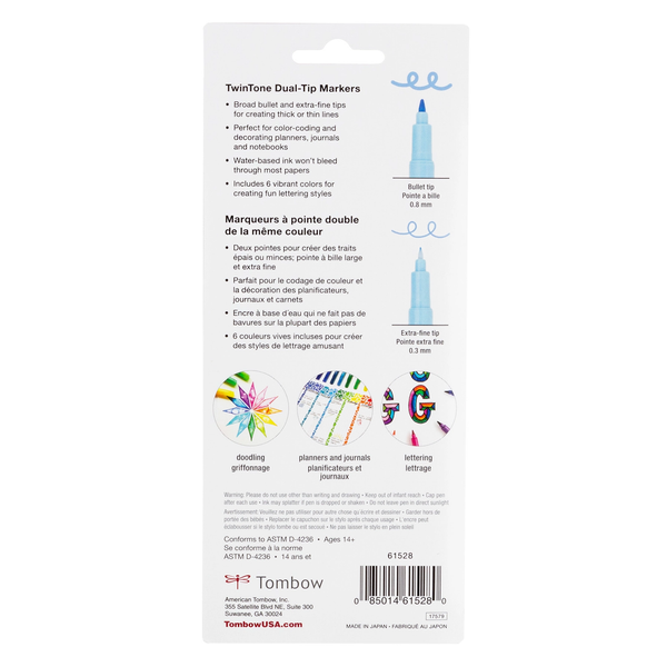 TOMBOW TWINTONE MARKER SET - PASTEL (Set of 6)