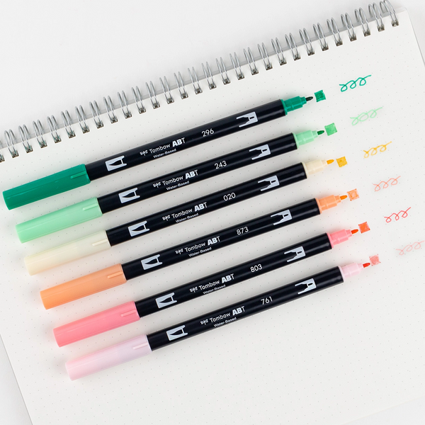 TOMBOW DUAL BRUSH PEN ART MARKERS - JUST PEACHY (Set of 6)