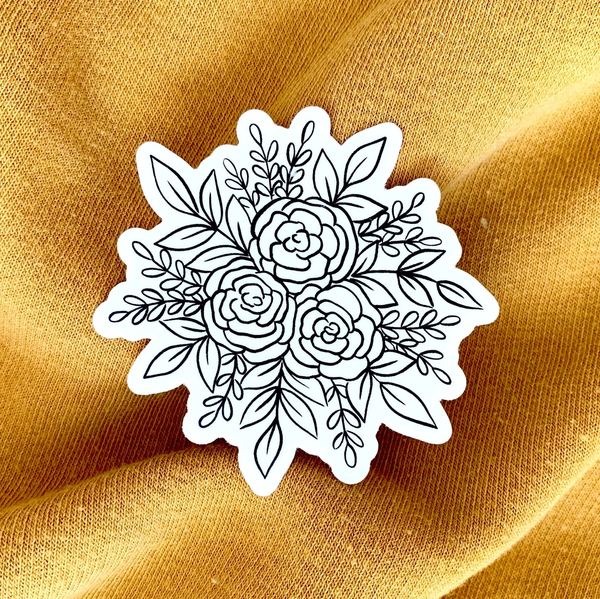 LINE DRAWN ROSE BOUQUET DIE CUT STICKER