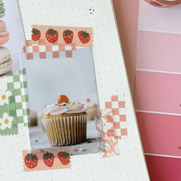 PEACHY PINK CHECKERBOARD WASHI TAPE