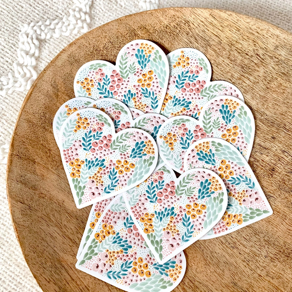 FLORAL HEART DIE CUT STICKER