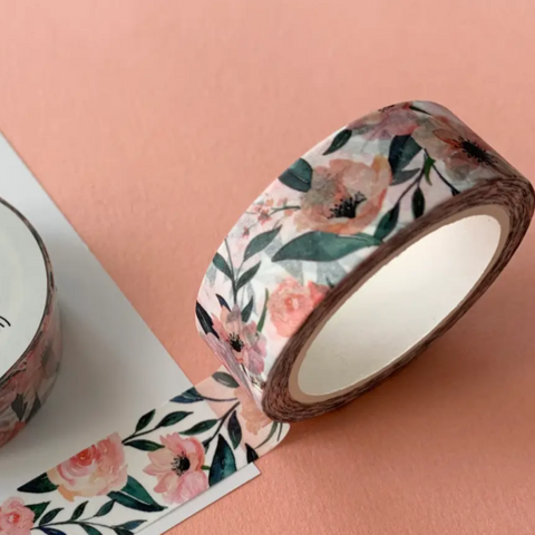 PINK & WHITE FLORAL WASHI TAPE