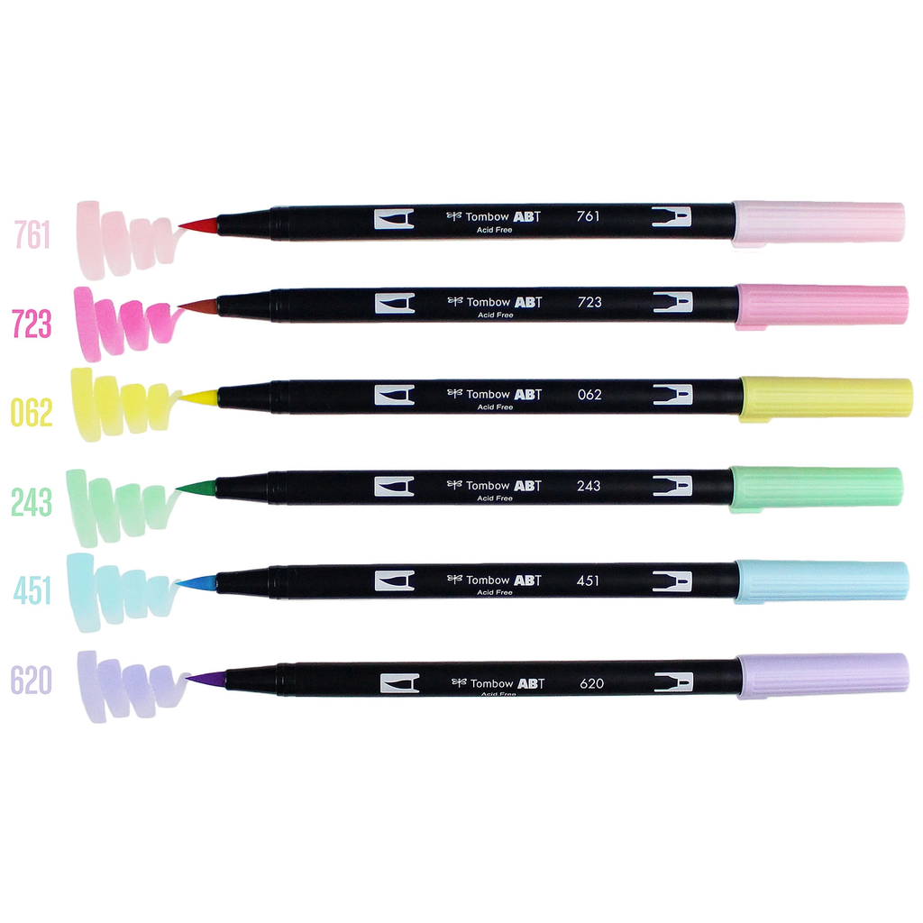 Pastels Dual Brush & Fine Pen Markers Set 6P-2 Tombow Dual Brush Pen Art  Markers Pro Art, Drawing, Coloring Set 