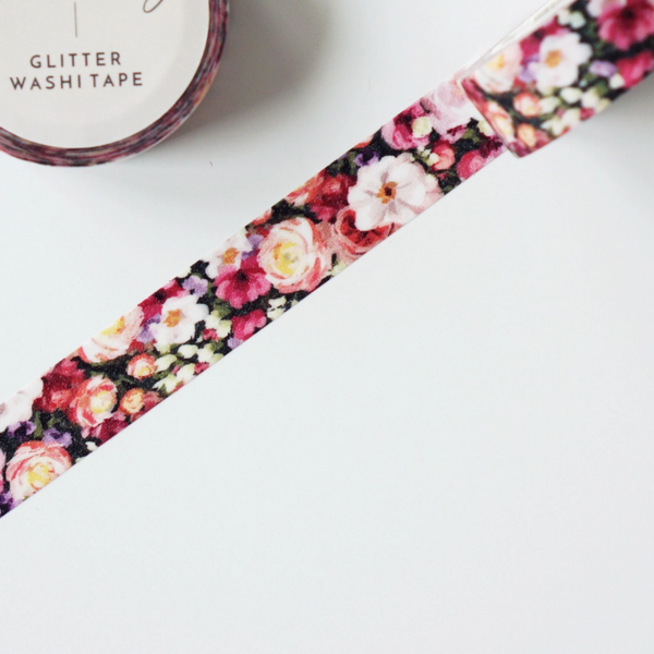 GLITTERED FLORAL GARDEN WASHI TAPE