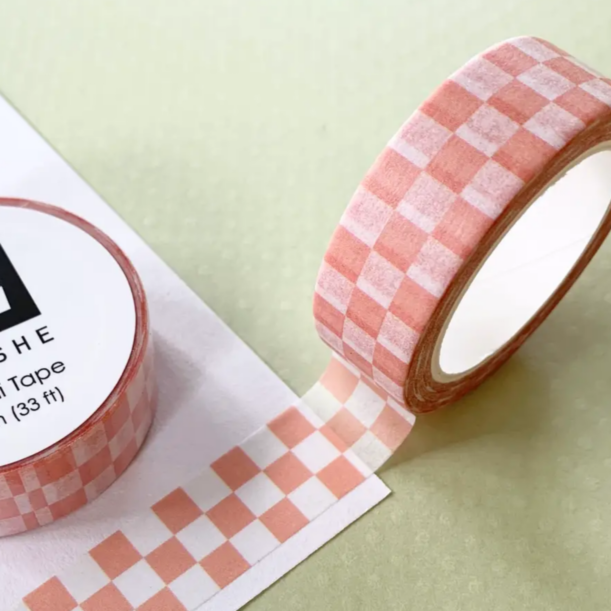 PEACHY PINK CHECKERBOARD WASHI TAPE
