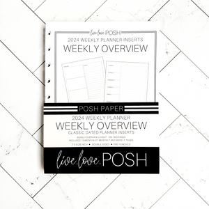2024 WEEKLY OVERVIEW PLANNER INSERTS - 12 Months