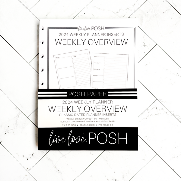 2024 WEEKLY OVERVIEW PLANNER INSERTS - 12 Months