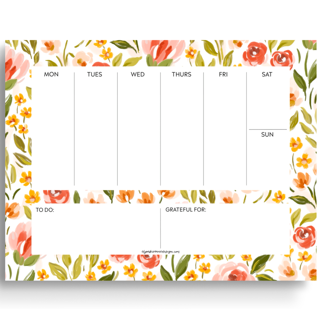 SPRING GARDEN WEEKLY PLANNER NOTEPAD