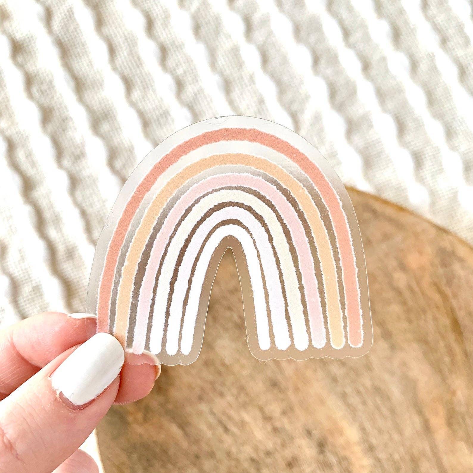 PINK RAINBOW DIE CUT STICKER (CLEAR)