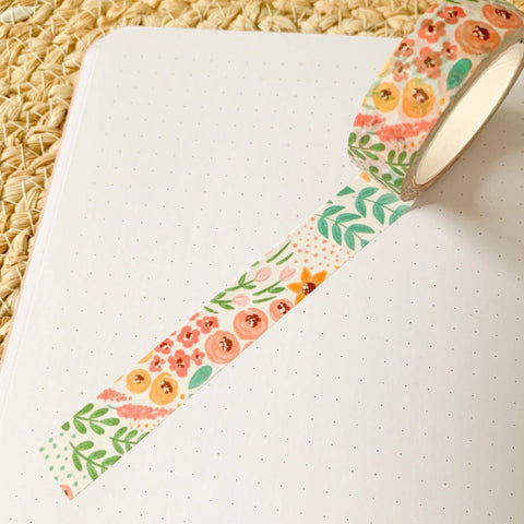 WHITE FLORAL WASHI TAPE