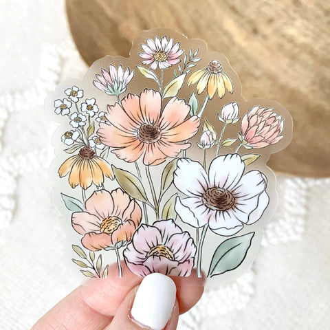 WILDFLOWER BUNCH STICKER (CLEAR)
