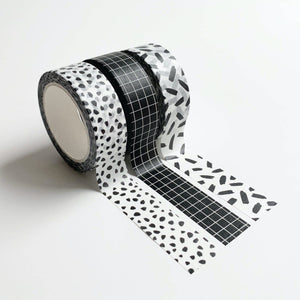 BLACK & WHITE WASHI TAPE - SET OF 3