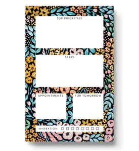 BLACK FLORAL DAILY PLANNER NOTEPAD