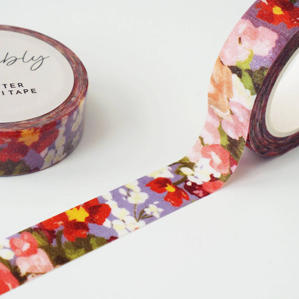 BLUE GLITTER FLORAL WASHI TAPE