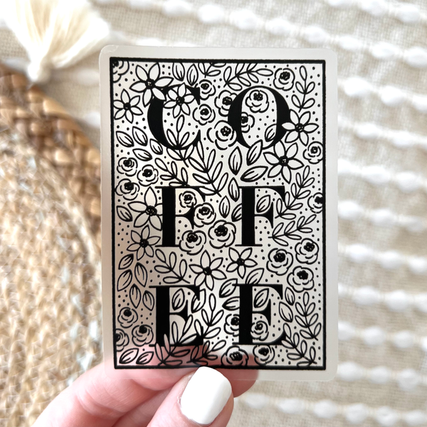 FLORAL COFFEE DIE CUT STICKER (CLEAR)