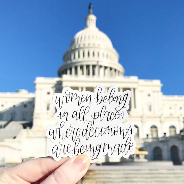 WOMEN BELONG DIE CUT STICKER