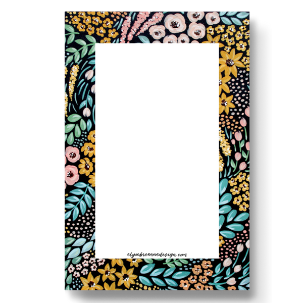 BLACK FLORAL NOTEPAD