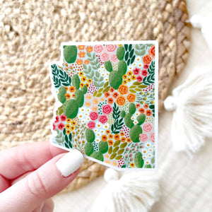 ARIZONA CACTUS BLOOMS STATE DIE CUT STICKER