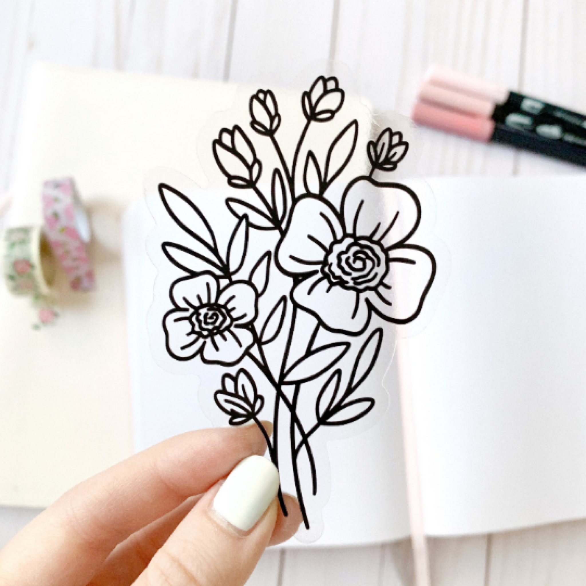 LINE BOUQUET DIE CUT STICKER (CLEAR)