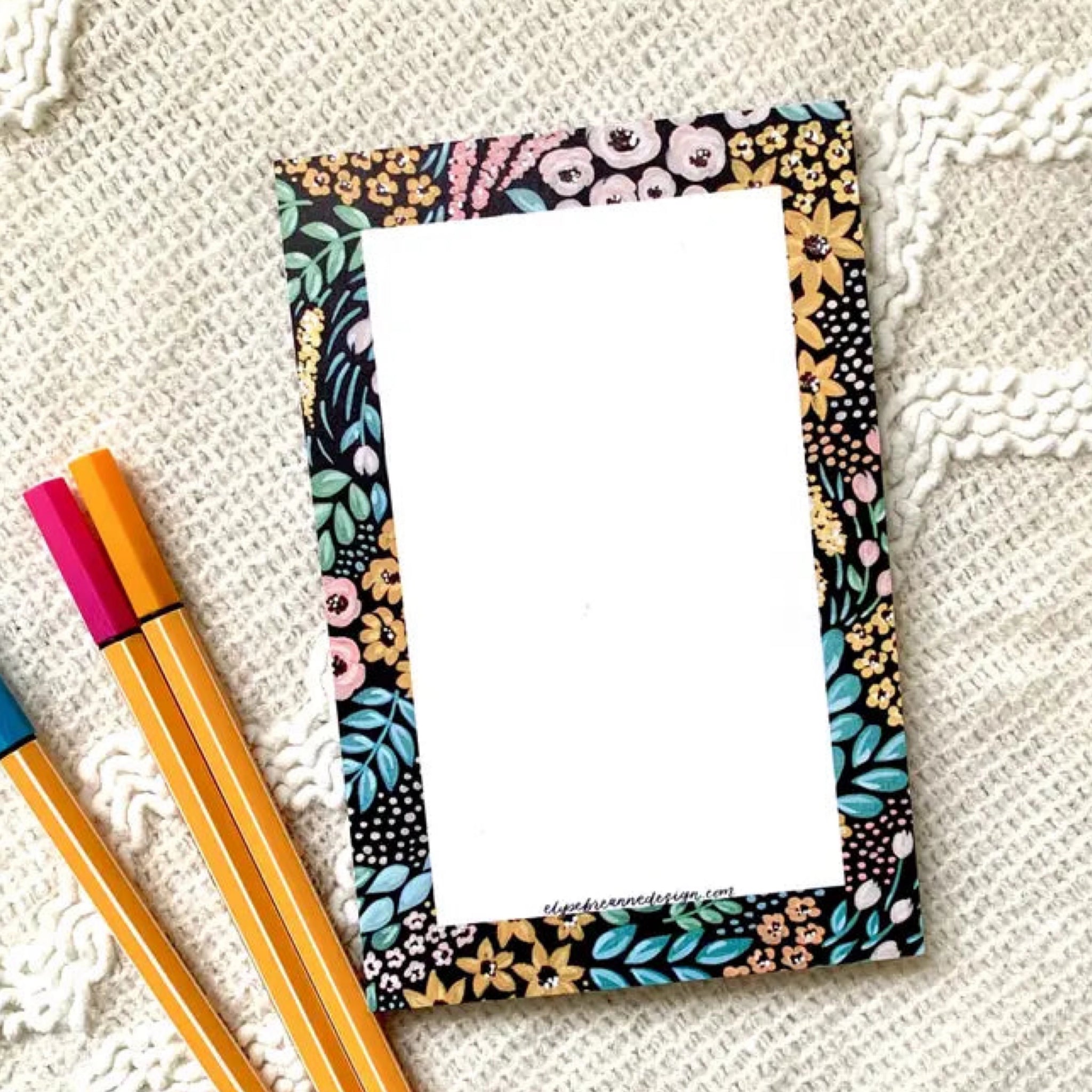 BLACK FLORAL NOTEPAD